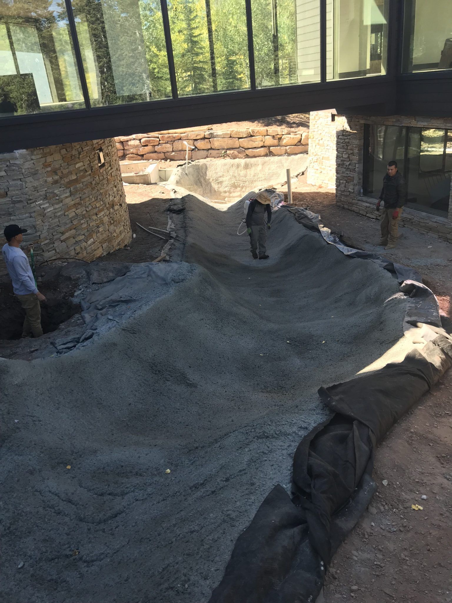 Sub-surface membrane installation in progress
