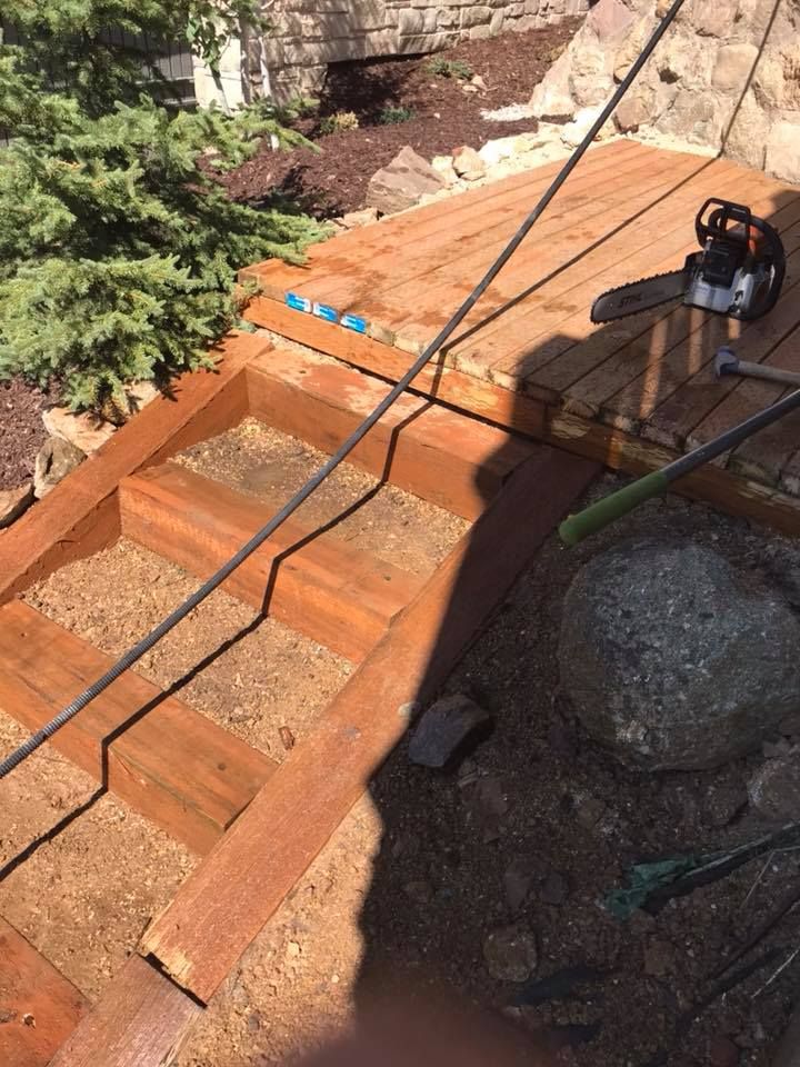 Natural stone steps under construction